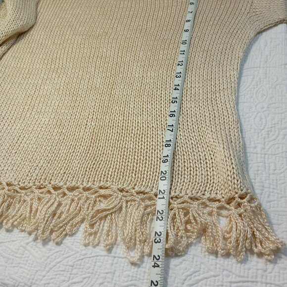 Rico Sweater With Scalloped Hem & Bell Sleeves S Handmade Crochet Knit Womens - Picture 11 of 11